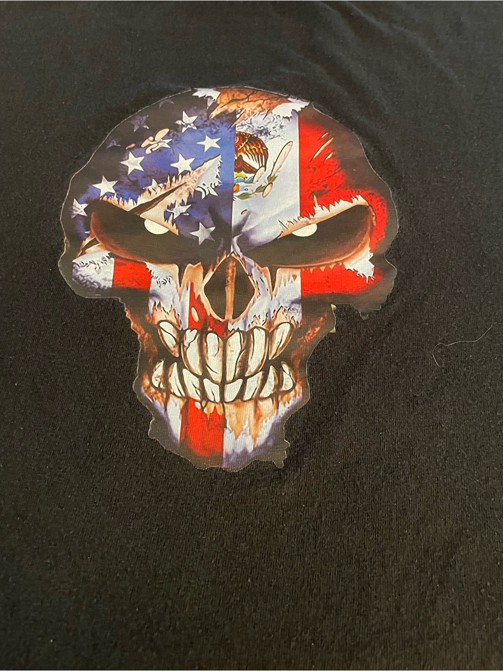 American Flag Skull Graphic Tee - Red, White & Blue